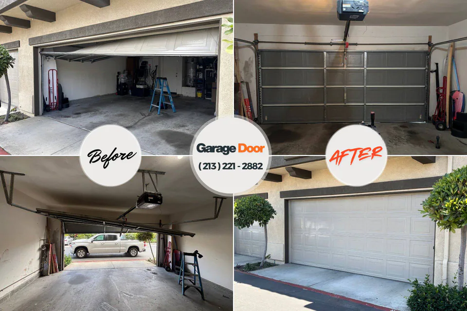 Before and after: garage door installation Lake Holiday, IL